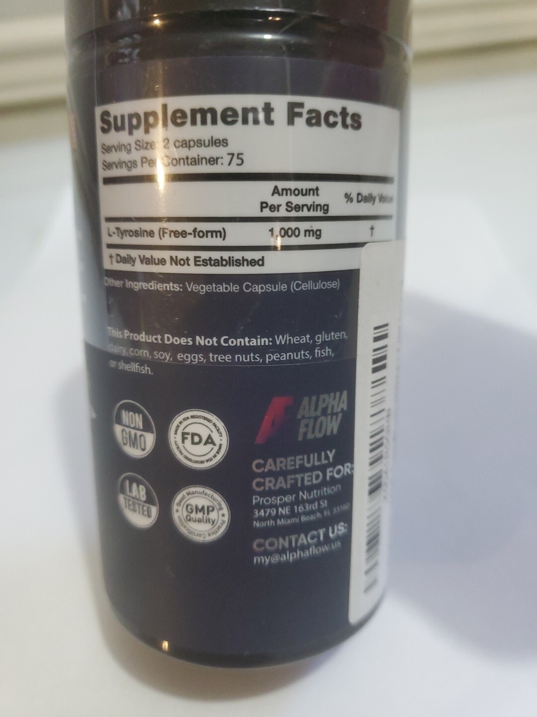 Alpha Flow L-Tyrosine High potency Extra Strength All Day 150 exp 7/10/2026