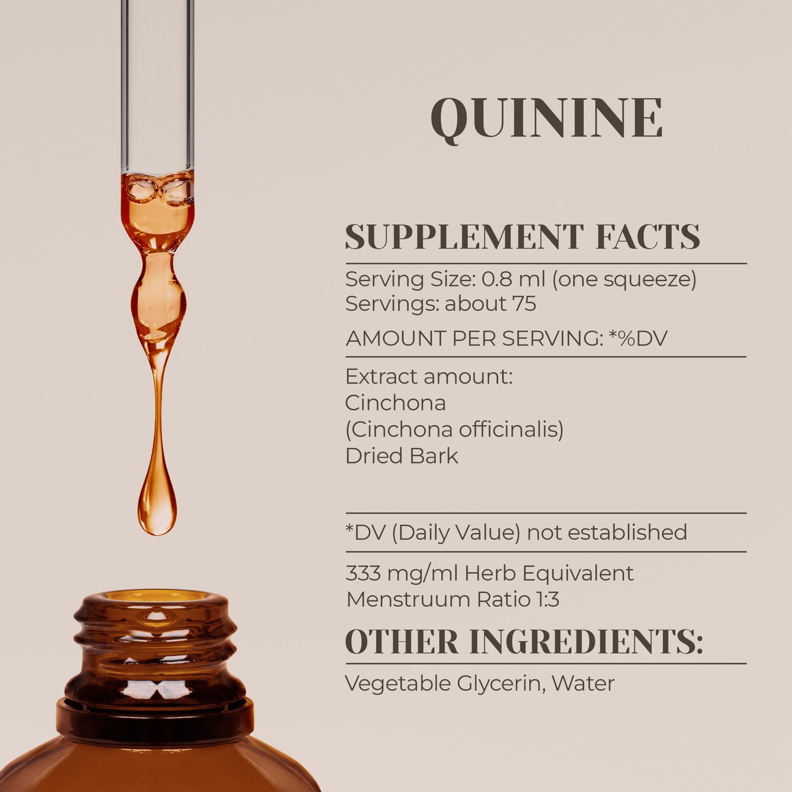 Quinine AlcoholFree Natural Tincture Extract, Immune System Booster, Liquid D…