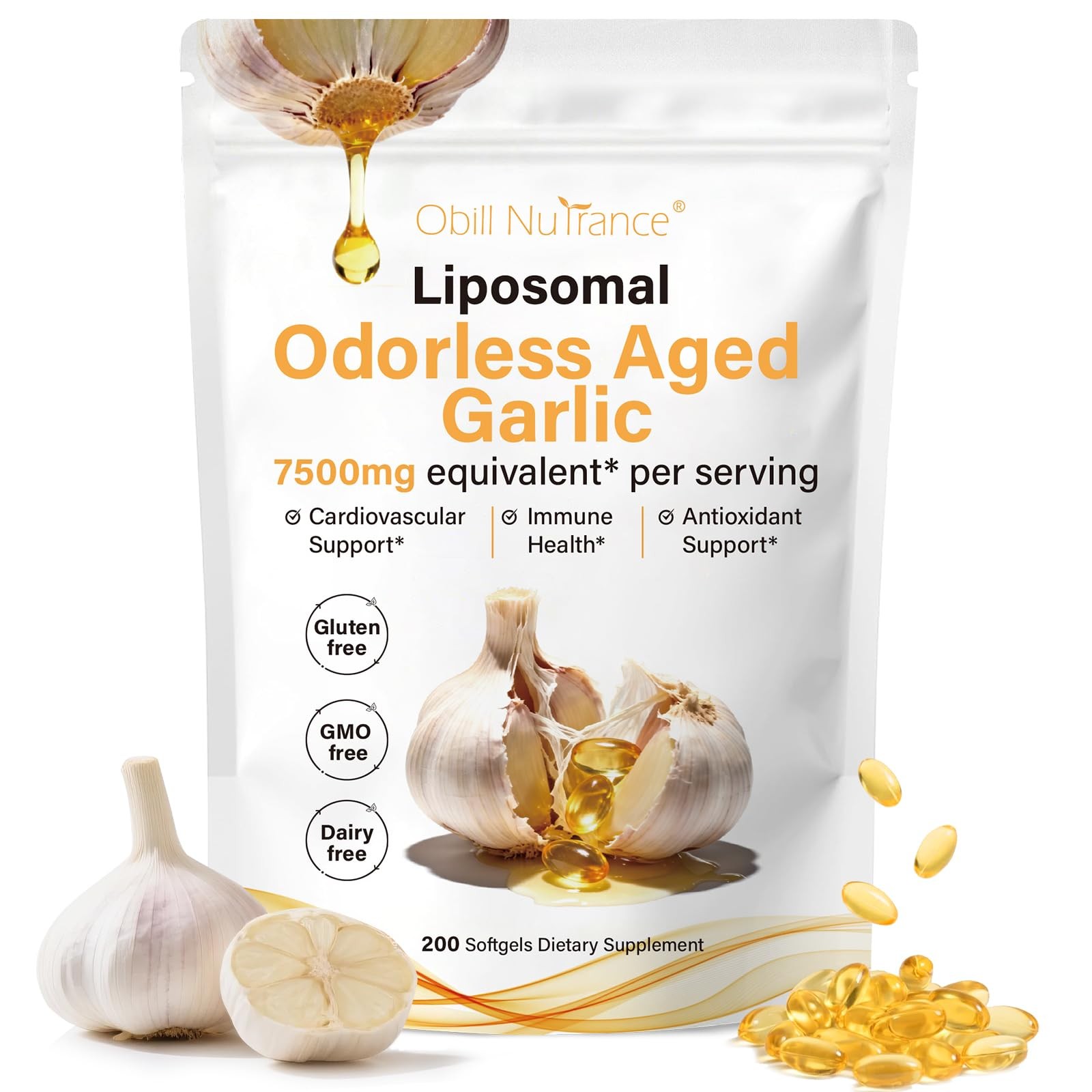 Aged Garlic Extract, 7500mg Odorless 200 Count (Pack of 1)
