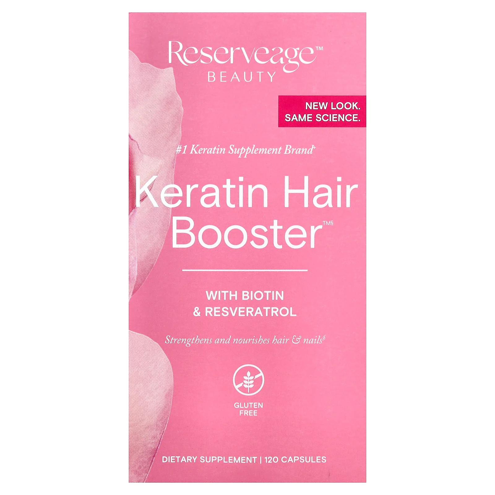2 X Reserveage Beauty, Keratin Hair Booster with Biotin & Resveratrol, 120 Caps