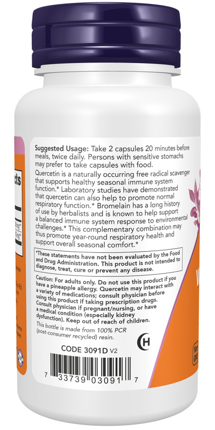 Now Foods Quercetin with Bromelain 120 Veg Capsules Healthy Immune 02/2025EXP