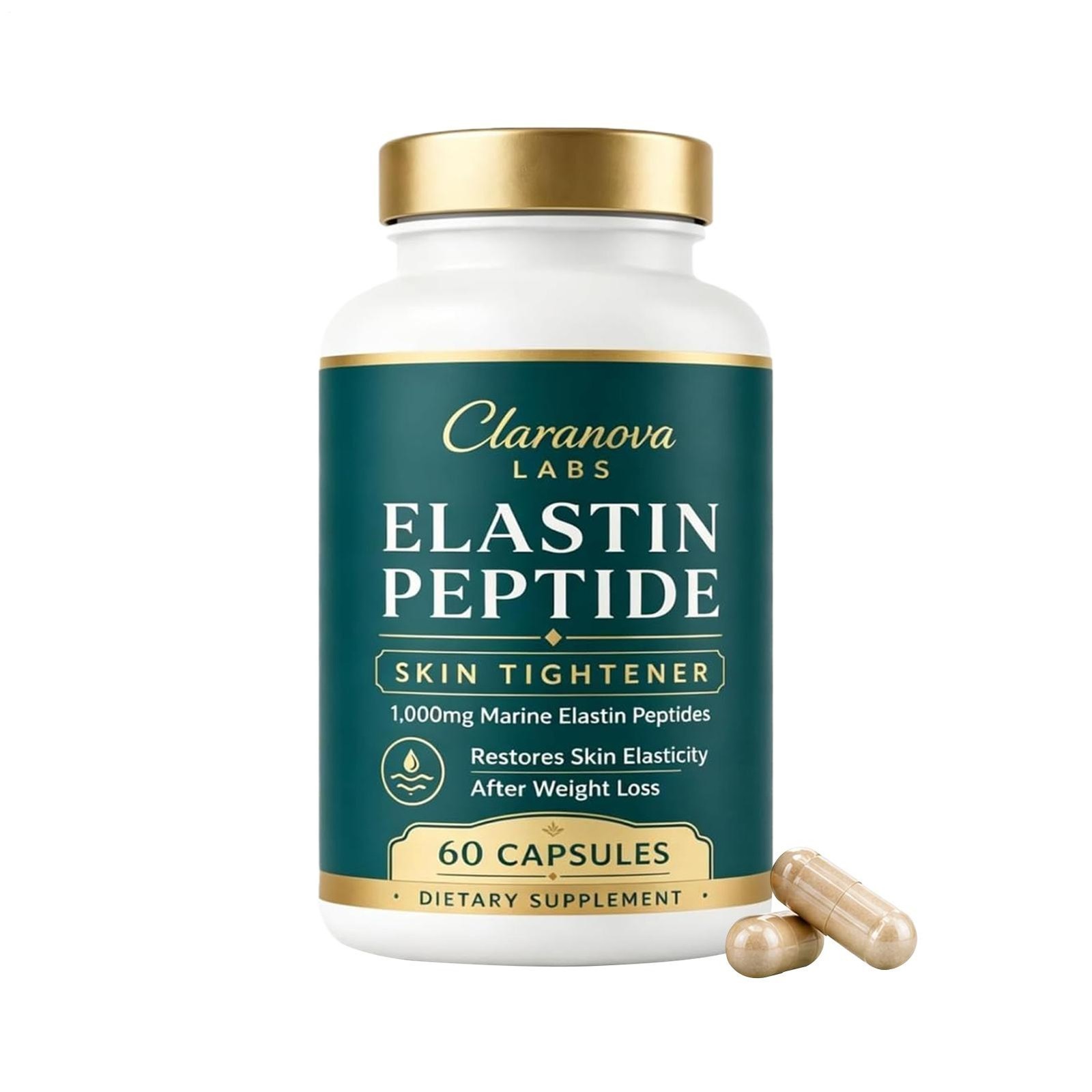 Claranova Labs Marine Elastin Peptides, Elastin Peptide Skin Tightening 60 Ct X3