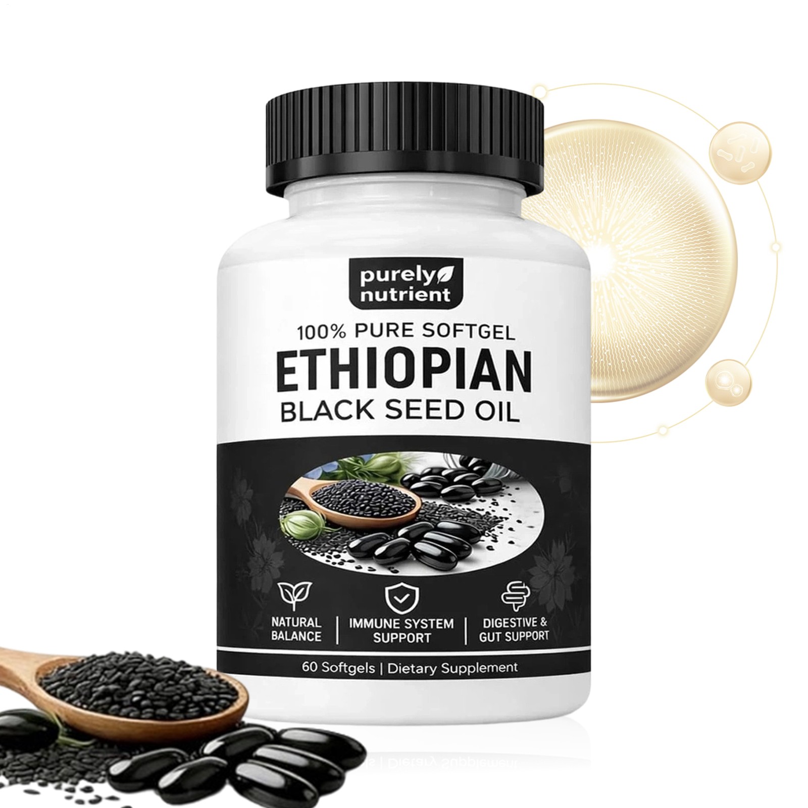 60 Count Black Seed Oil Softgels Daily Herbal Nutritional Dietary Supplement