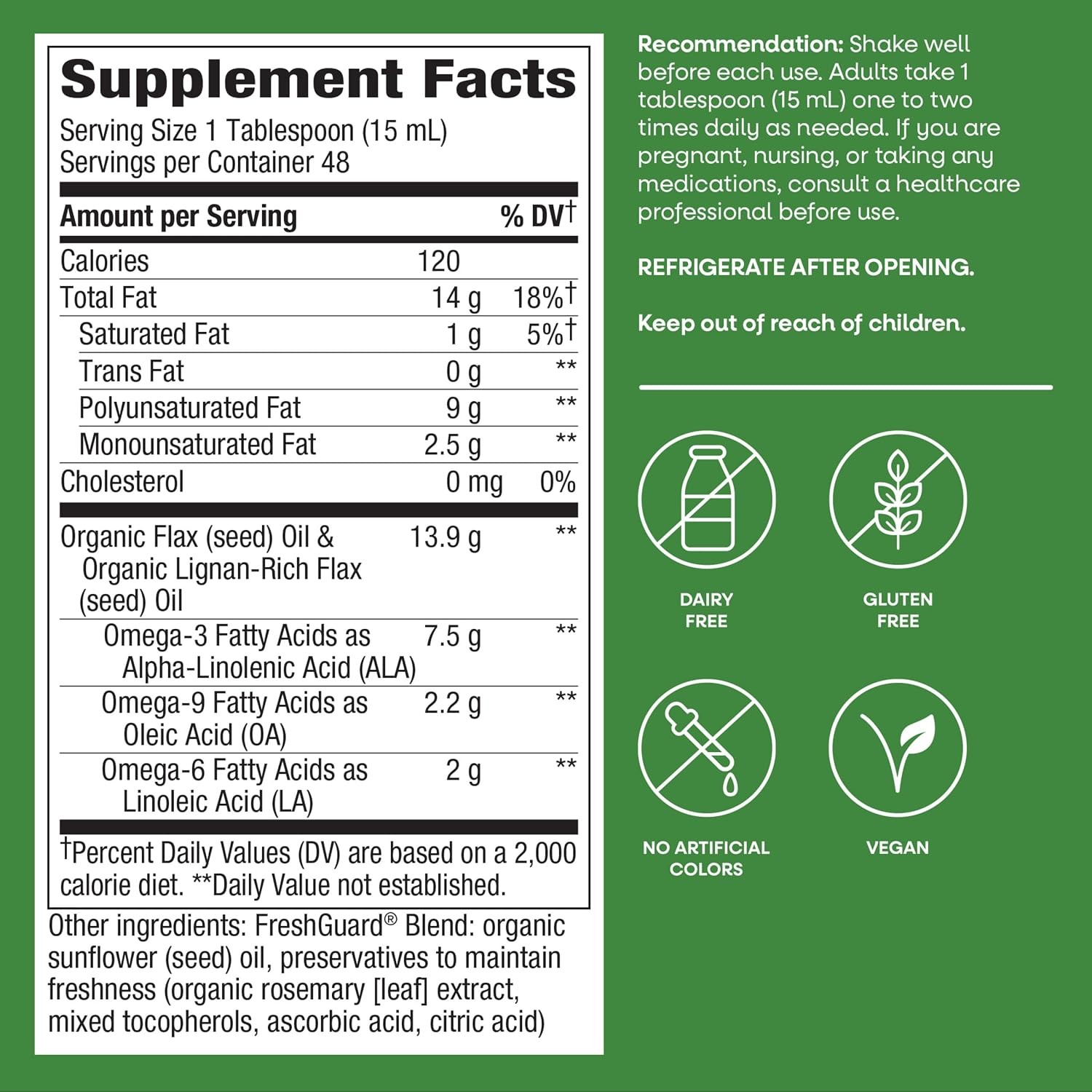 Organic Flaxseed Oil Unflavored Super Lignan Flax Oil 24 Fl Oz Omega 3 Flax