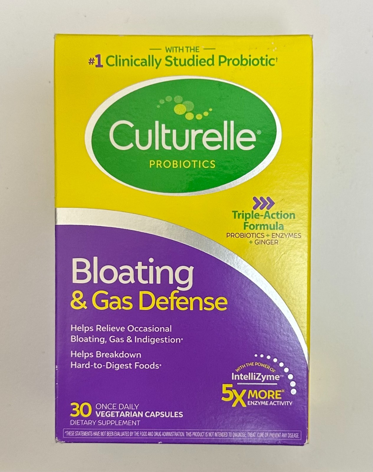 Culturelle Probiotic Bloating & Gas Defense 30 Capsules Exp 08/2026