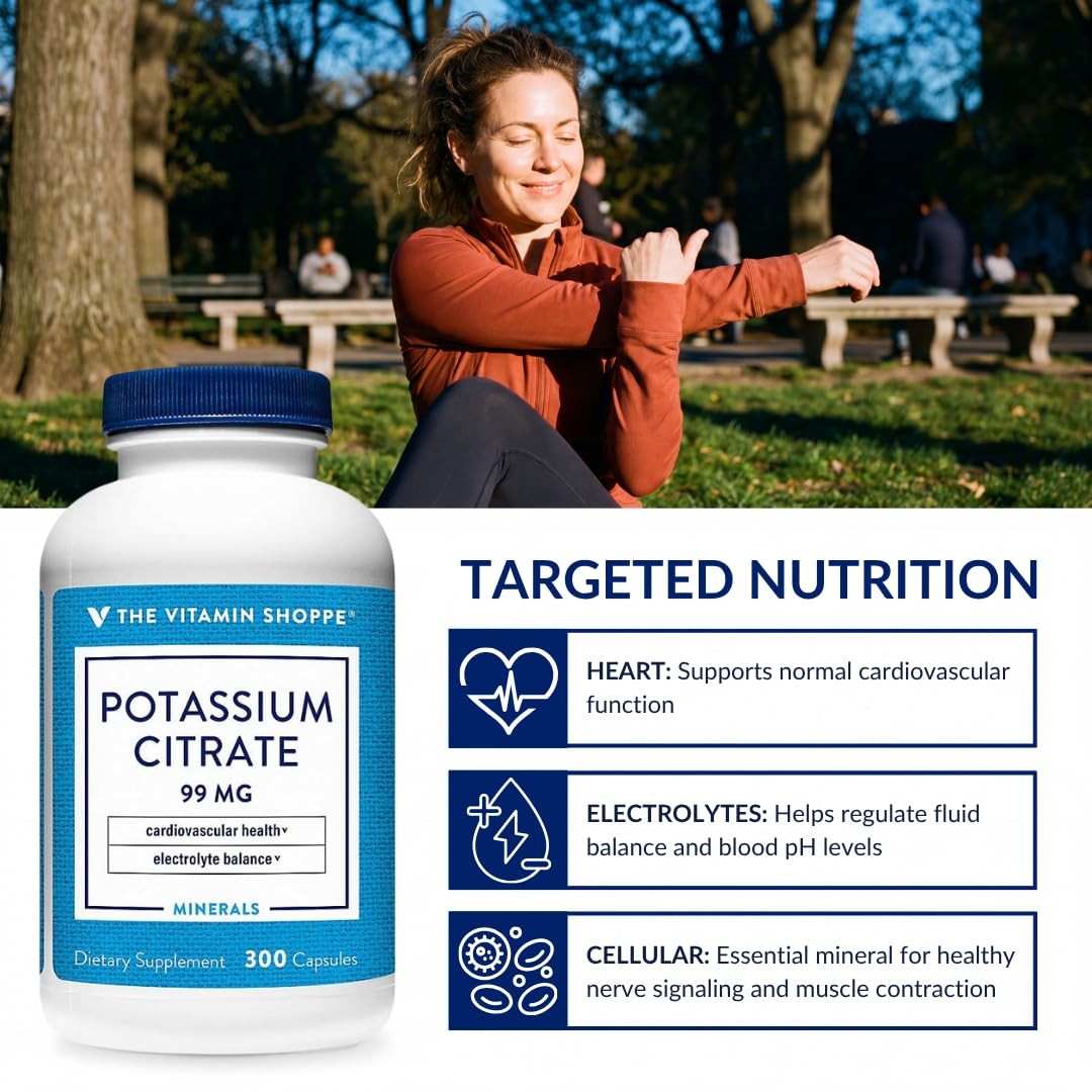 The Vitamin Shoppe Brand Potassium Citrate 300 count (Pack of 1), No Color