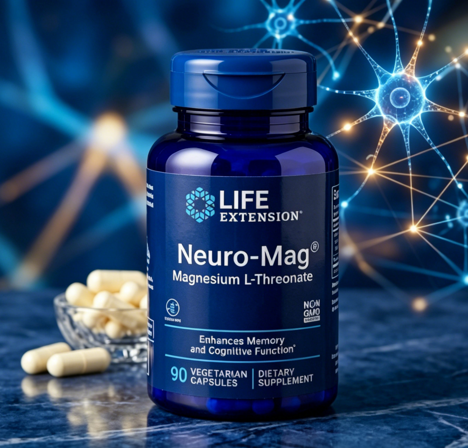 Neuro-Mag Magnesium L-Threonate from 2000 mg Magtein – Life Extension 90caps