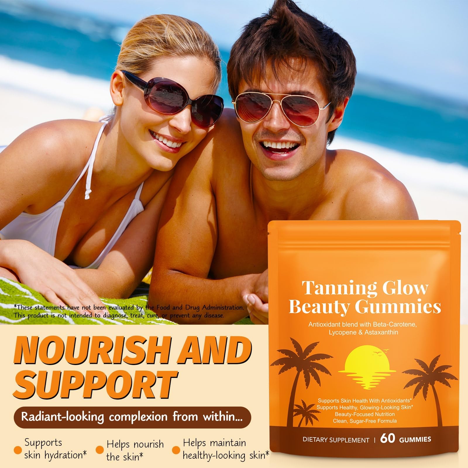 Astaxanthin Tanning Gummies Sun-Free for 1 Count (Pack of 120), 120count