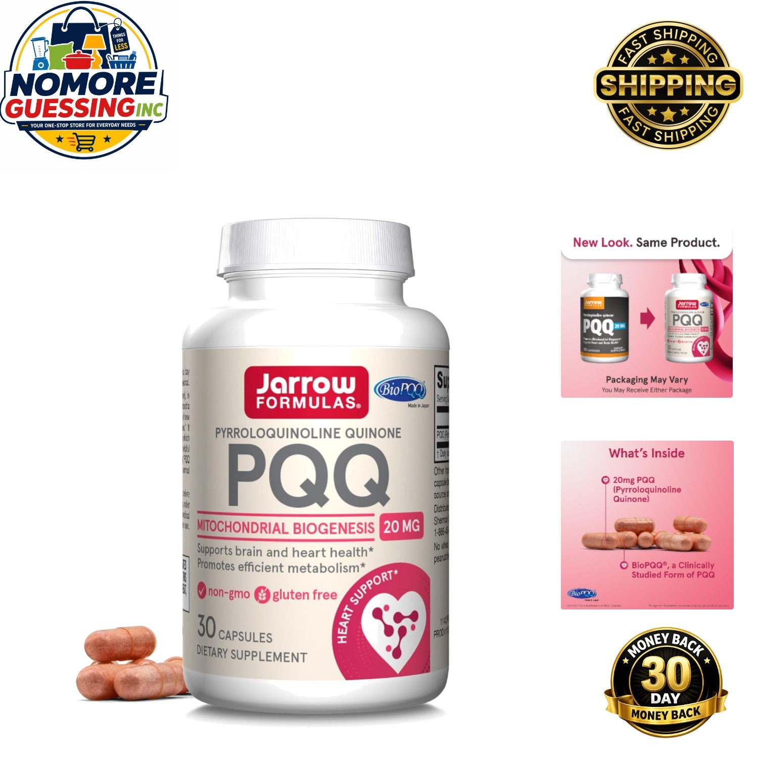 Essential PQQ 20mg Dietary Supplement for Heart & Cognitive Health – 30 Capsules