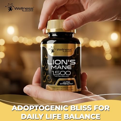 Organic Lions Mane Mushroom Capsules, 120 Count – Brain Focus, Memory, Cognitive