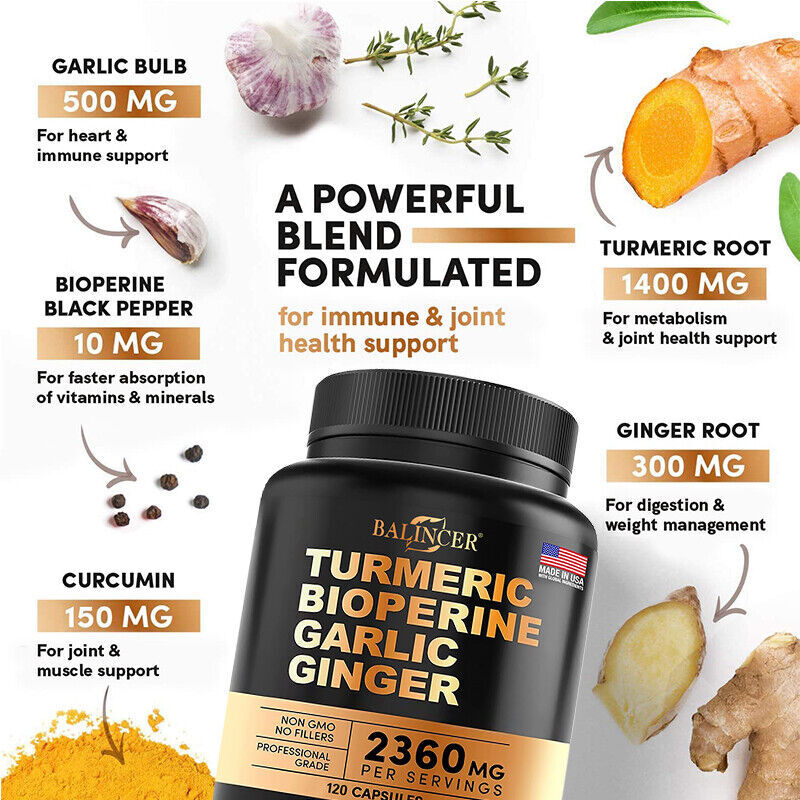 Turmeric, Biotin, Garlic, Ginger – Supports Joint combined with Heart Health – N