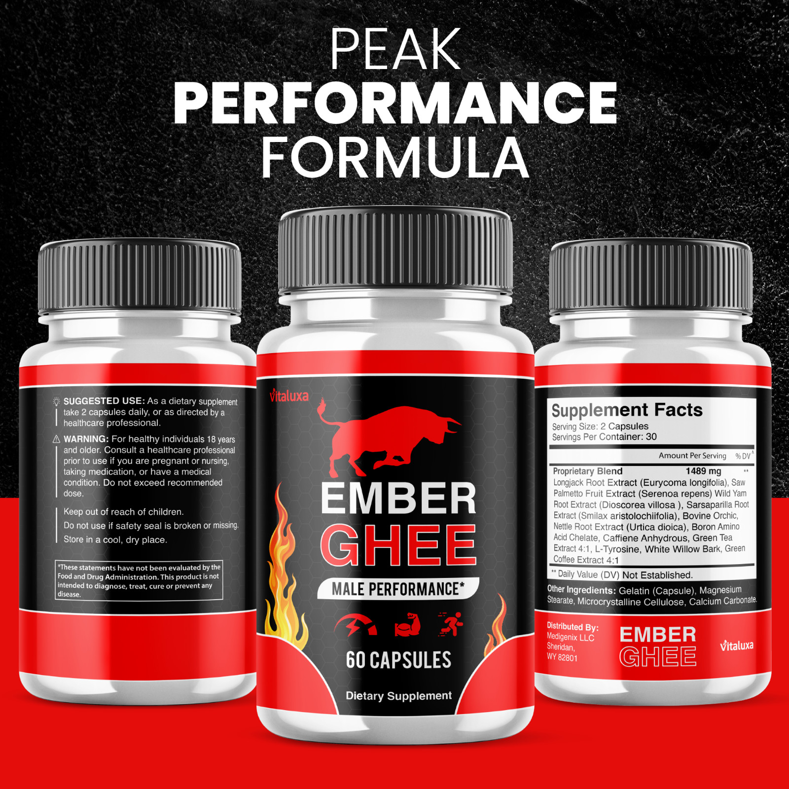 (5 Pack) Ember Ghee Male Support for Maximum Strength Supplement (300 Capsules)