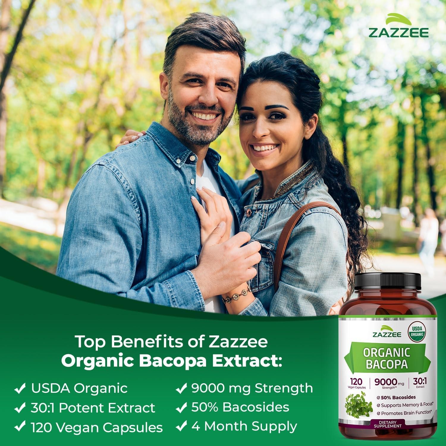 USDA Organic Bacopa 30:1 Extract, 9000mg Strength, Standardized to 50% Bacosides