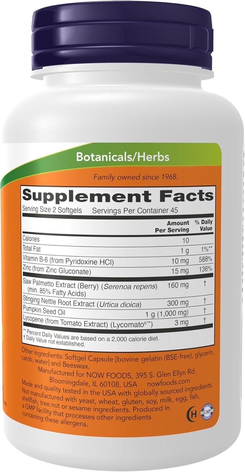 NOW FOODS Prostate Support – 90 Softgels – Exp 4/2028