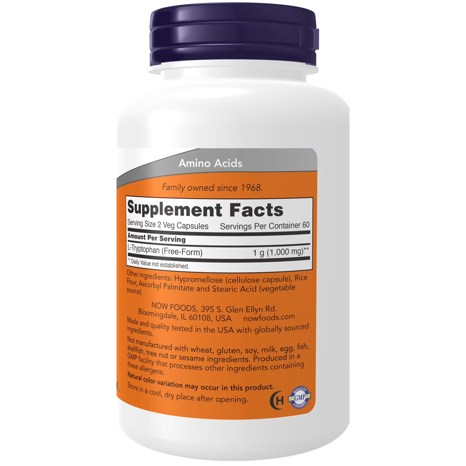 NOW Supplements, L-Tryptophan 500 Mg, Encourages Positive Mood*, 120 Veg Capsule