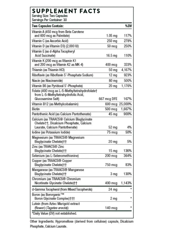 Lot of 2 Thorne Research Basic Nutrients 2/Day 60 Count x2