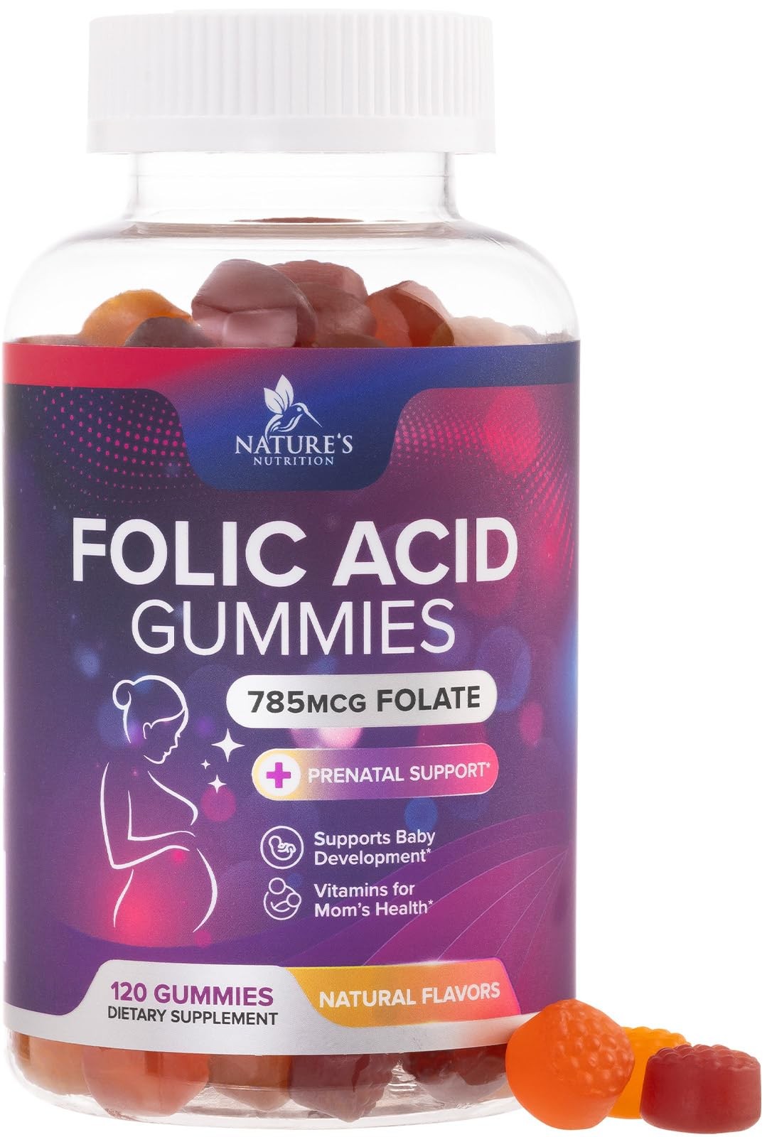 Folic Acid Gummies for Women – Folate 785 mcg Per Gummy 120 Count (Pack of 1)