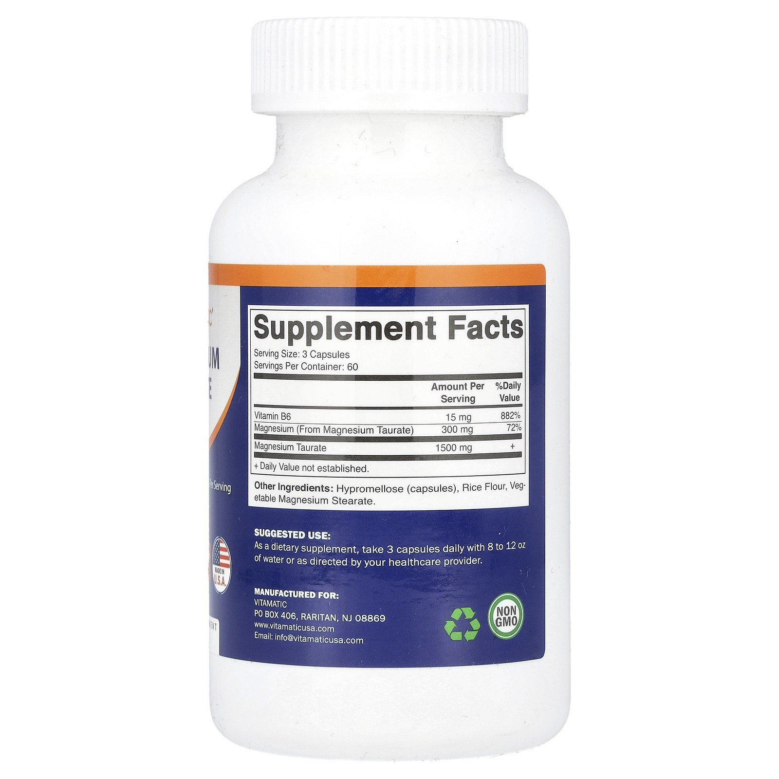 Magnesium Taurate with B6, 180 Vegetarian Capsules
