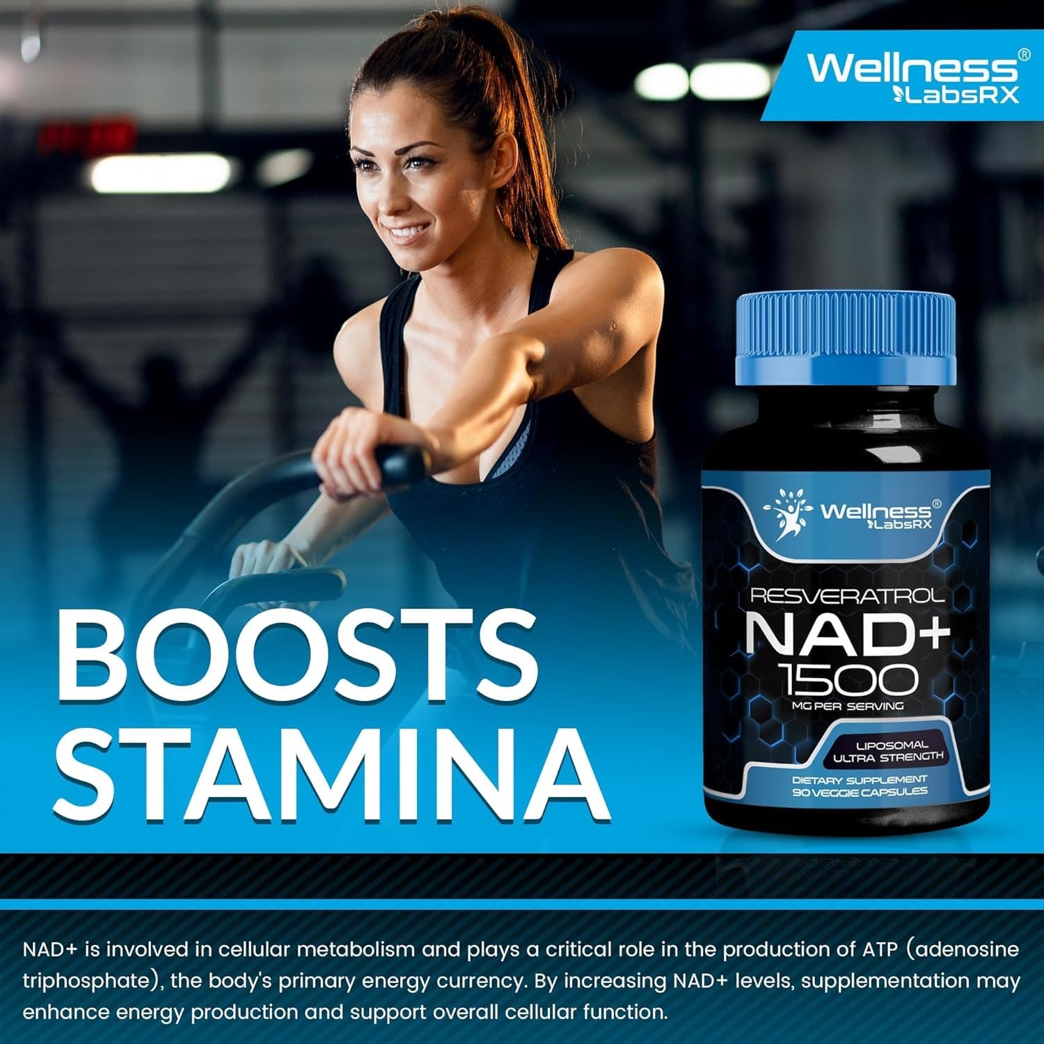 Liposomal NAD Supplement, 1500mg – USA Made, NAD Resveratrol Supplement for W…