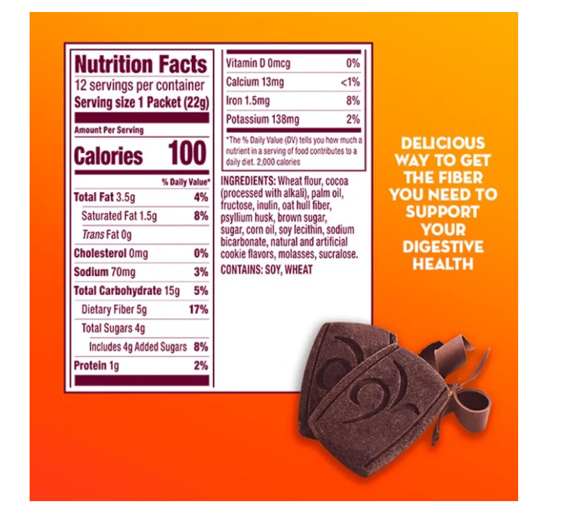 Metamucil Fiber Thins Chocolate 2 Pack 24ct Psyllium Fiber Snack