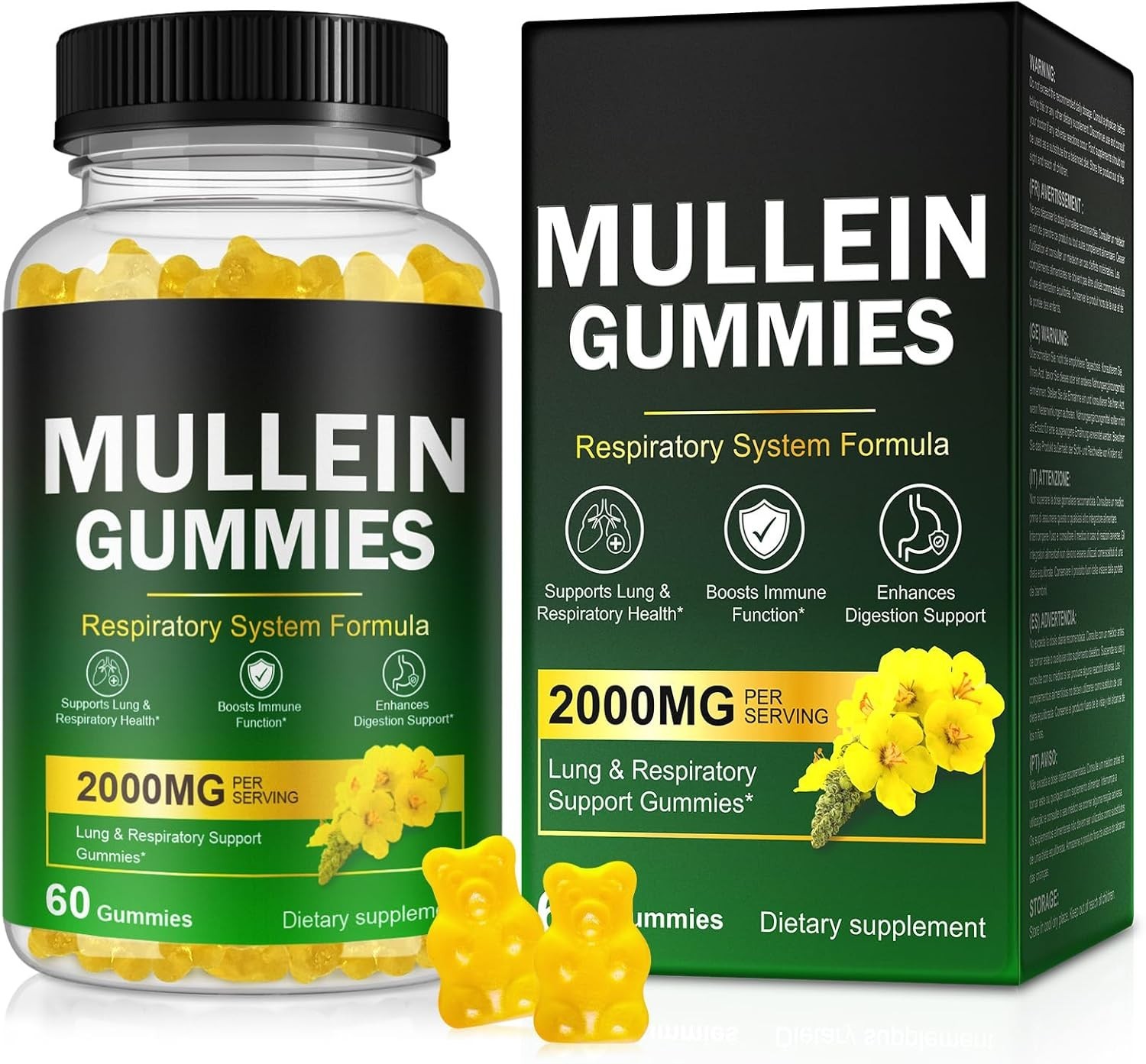 9 in 1 Mullein Leaf Extract Gummies for Lung Cleanse Extra Strength 10000 MG USA