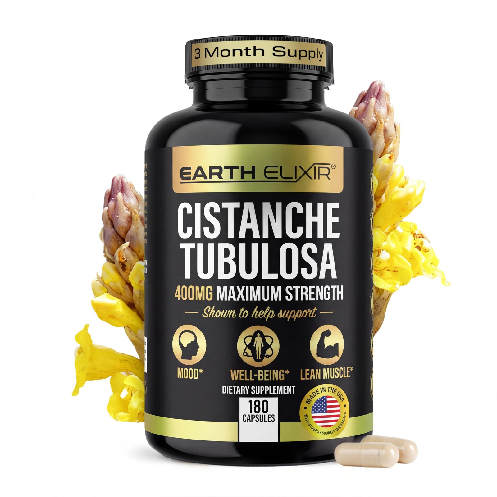 EXP:06/2026 Earth Elixir Cistanche Supplement for Men & Women – Potent Cistanche