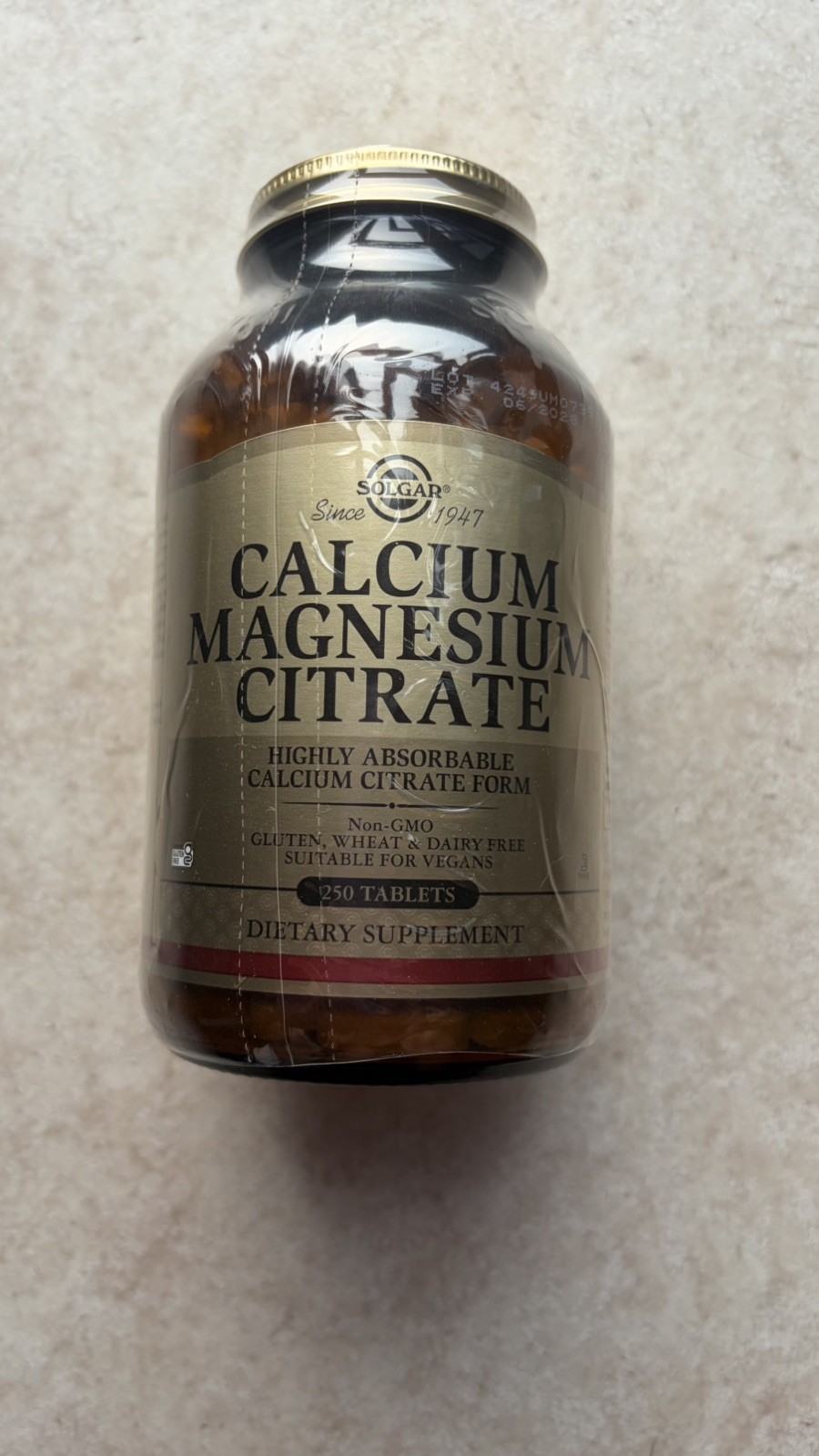 Calcium Magnesium Citrate 250 Tablets by Solgar Exp 06/2028