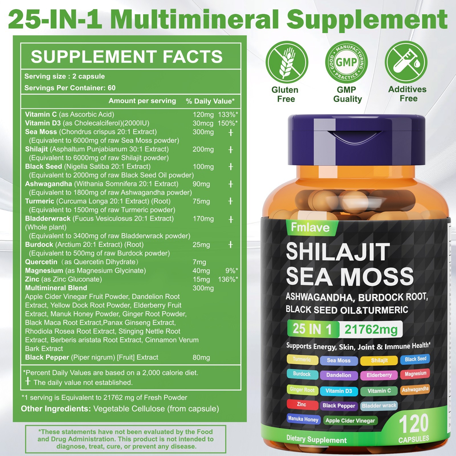 Certified Organic Sea Moss Capsules – Irish Sea Moss Bladderwrack Burdock Root