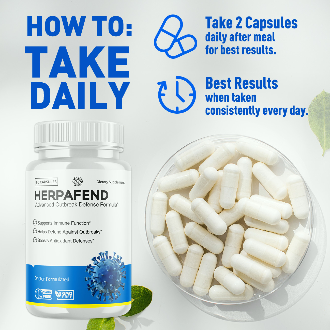 (1 Pack) Herpafend Advanced Formula Skin Health, Herpa Fend Pills (60 Capsules)