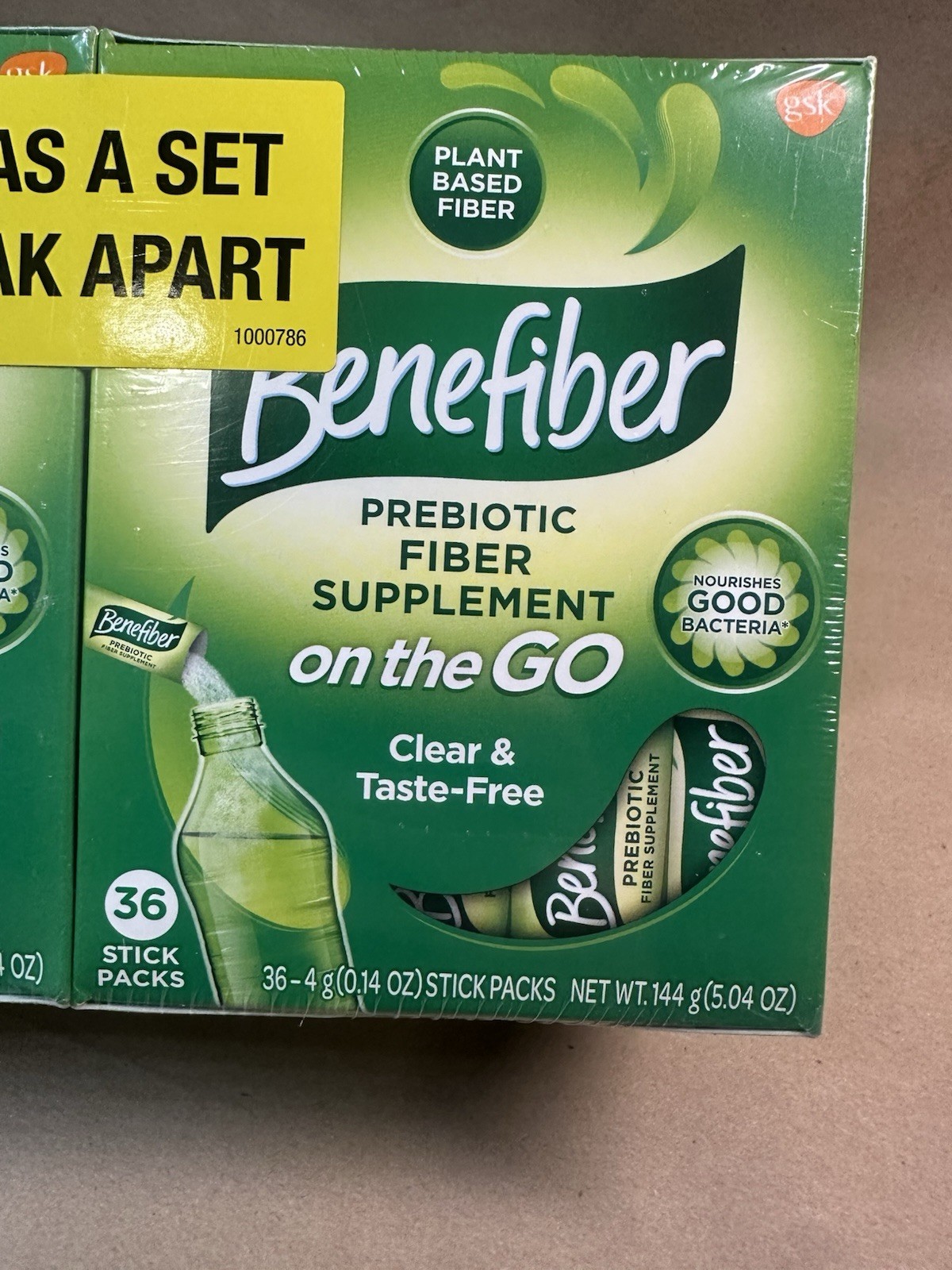 Benefiber On The GO Prebiotic Fiber Supplement 4 Pack 144 Sticks Unflavored