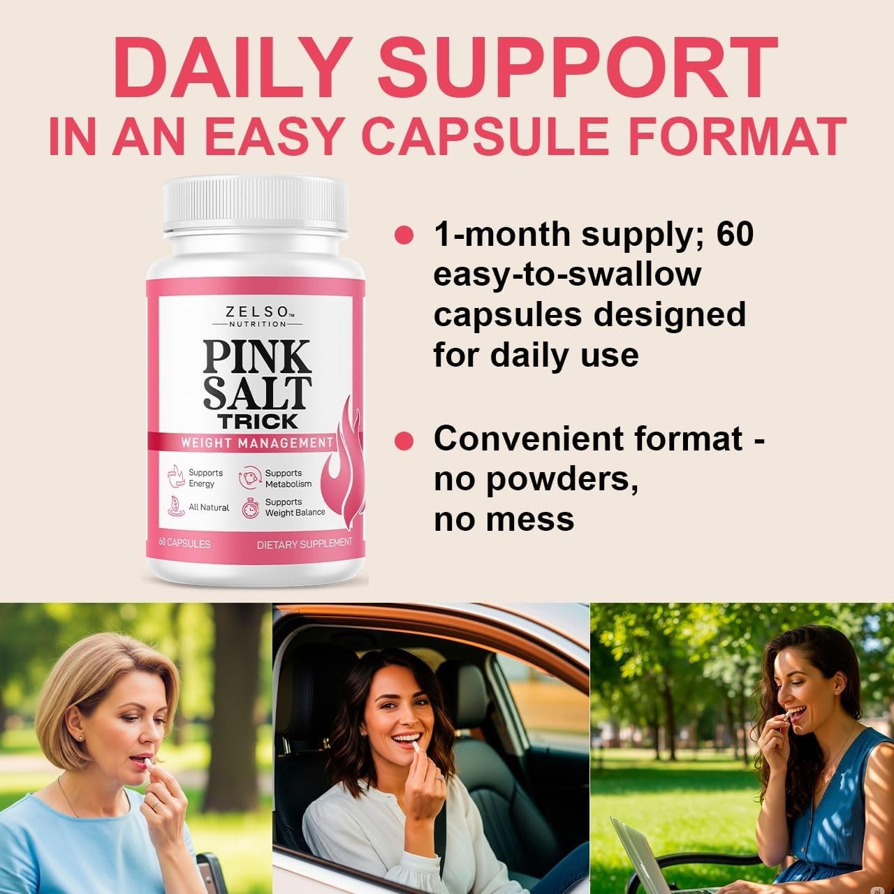 (3 Pack) Pink Salt Weight Trick Capsules – New Pink Salt Trick for Weight, En…