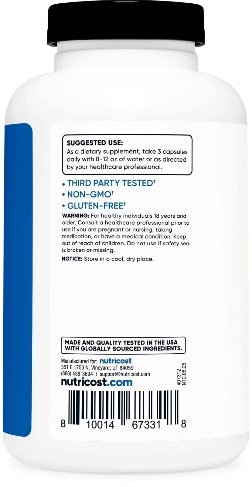 Nutricost Nitric Oxide Booster 750mg, 180 Capsules, 60 Servings USA NEW**