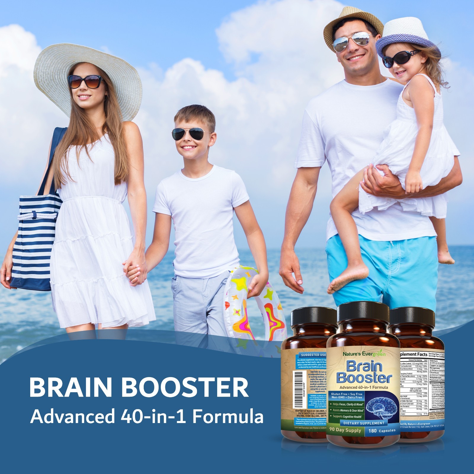 Brain Health & Memory Booster, Focus Function Clarity Nootropic Supplement 180ct