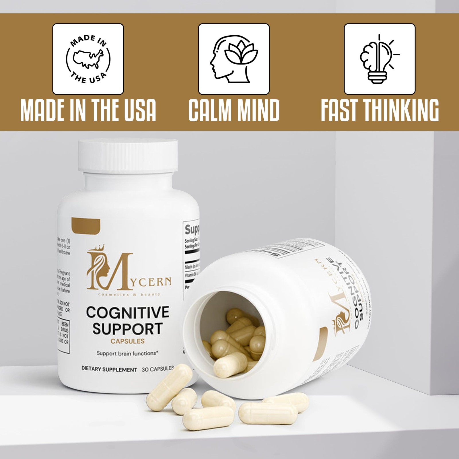 Cognitive Support Supplement – 30 Capsules – with Bacopa 30 Count (Pack of 1)