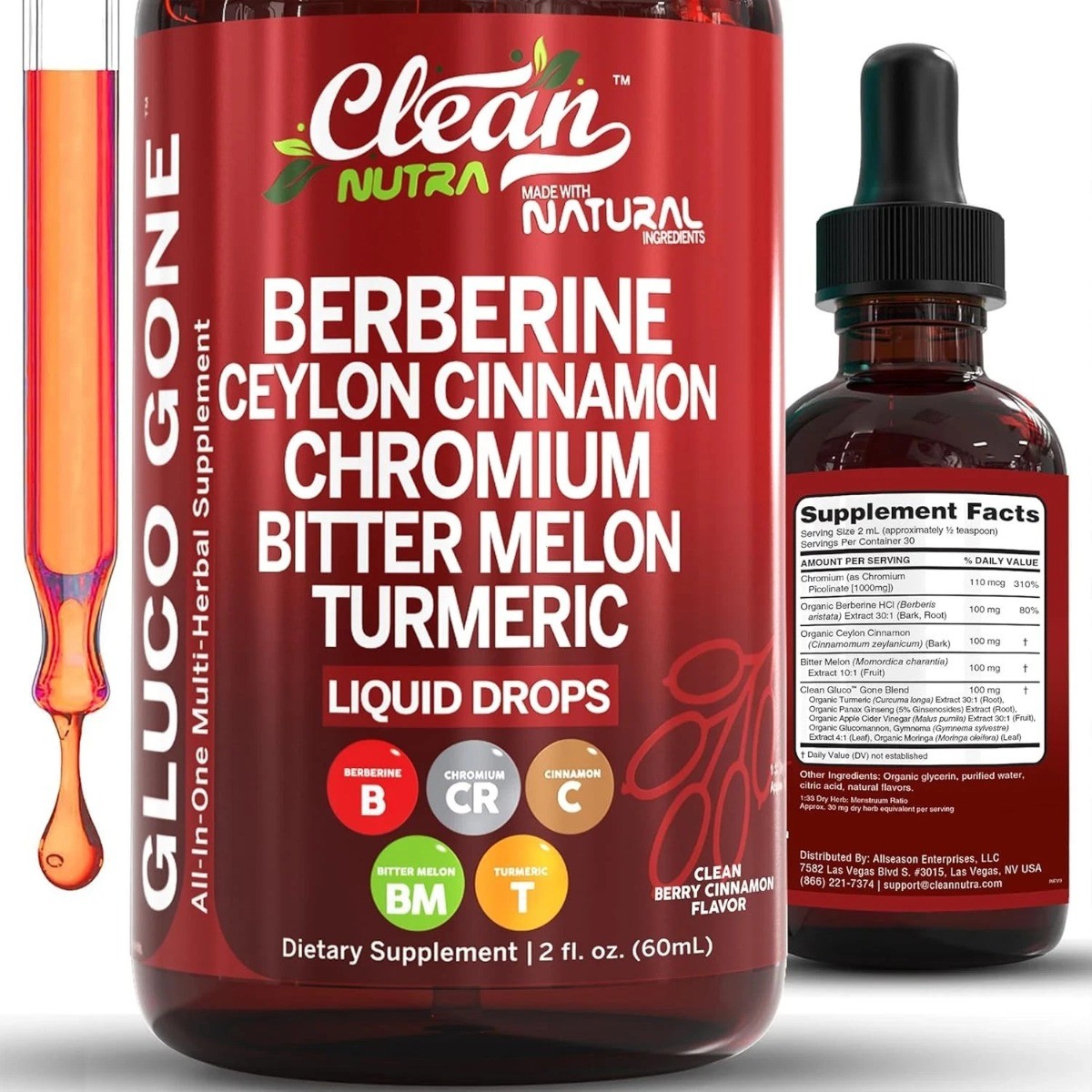 Gluco Tone™ Liquid Drops – Berberine, Cinnamon, Chromium & Turmeric Blend