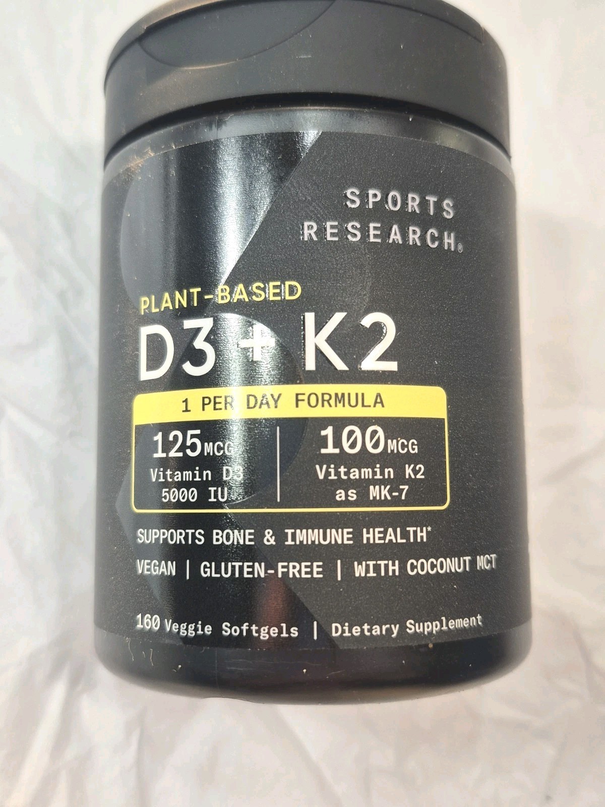 Sports Research D3 + K2 5000 IU 160 Softgels Vegan MK-7 Plant Based New Sealed