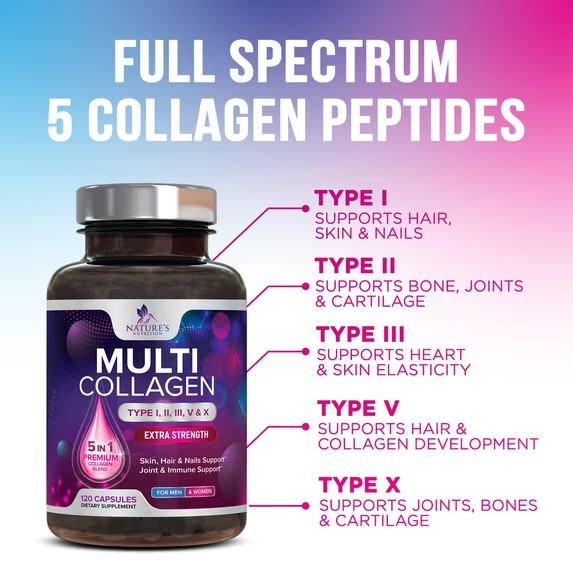Collgen hydrolyzed Peptide 120 capsules Hair Skin Nails Wrinkles Capsules