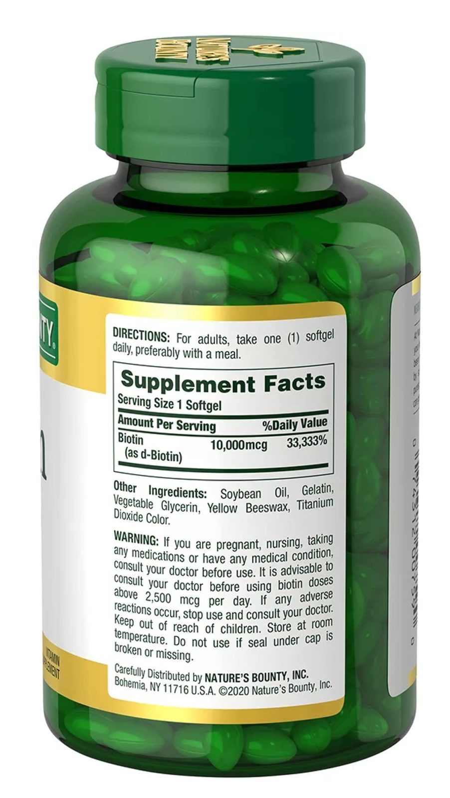 (EXP 06/2026) Nature’s Bounty Biotin 10000 mcg 250 Rapid Release Softgels