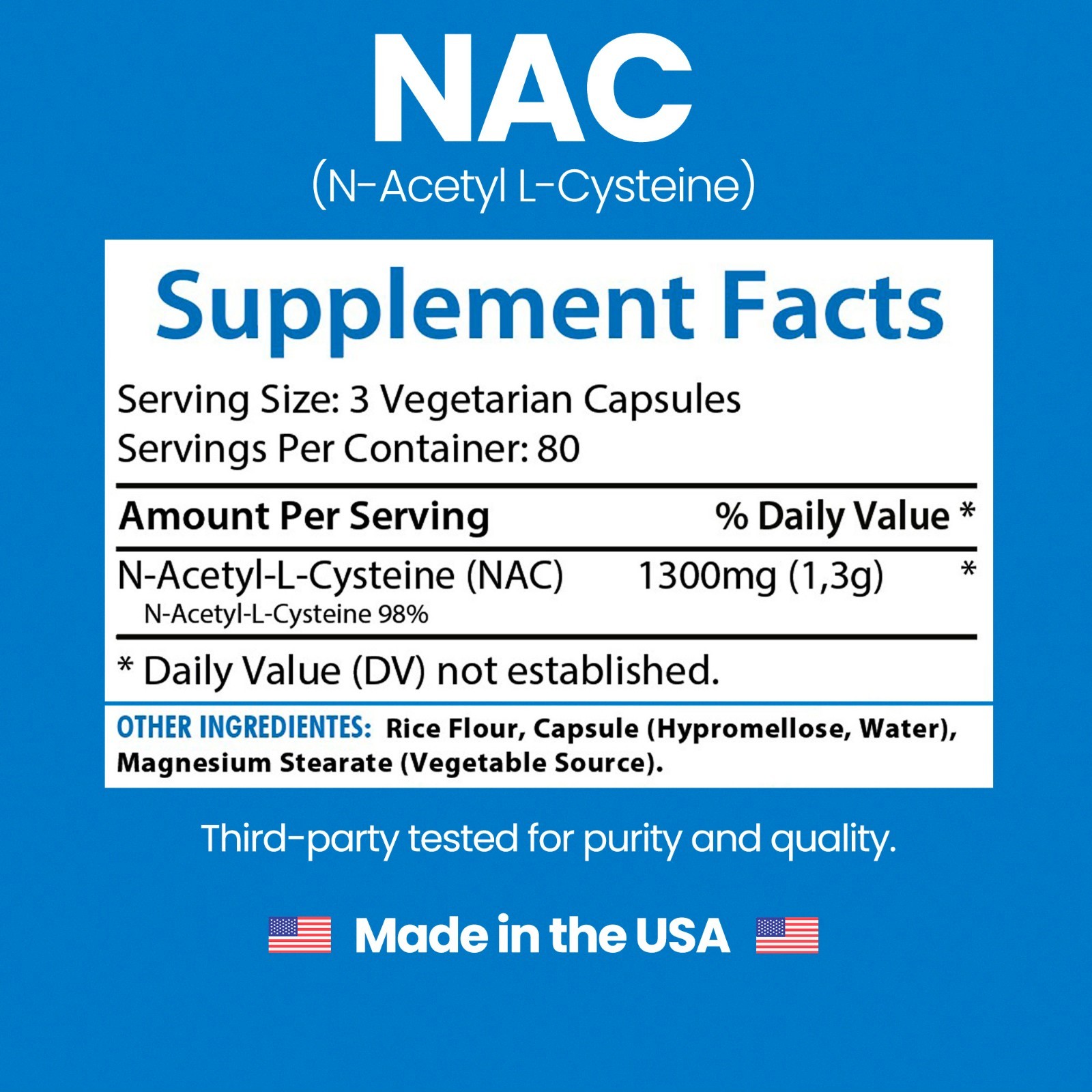 Healthfare N-Acetyl L-Cysteine (NAC) 1300mg | 240 Capsules Max Strength Veg Caps