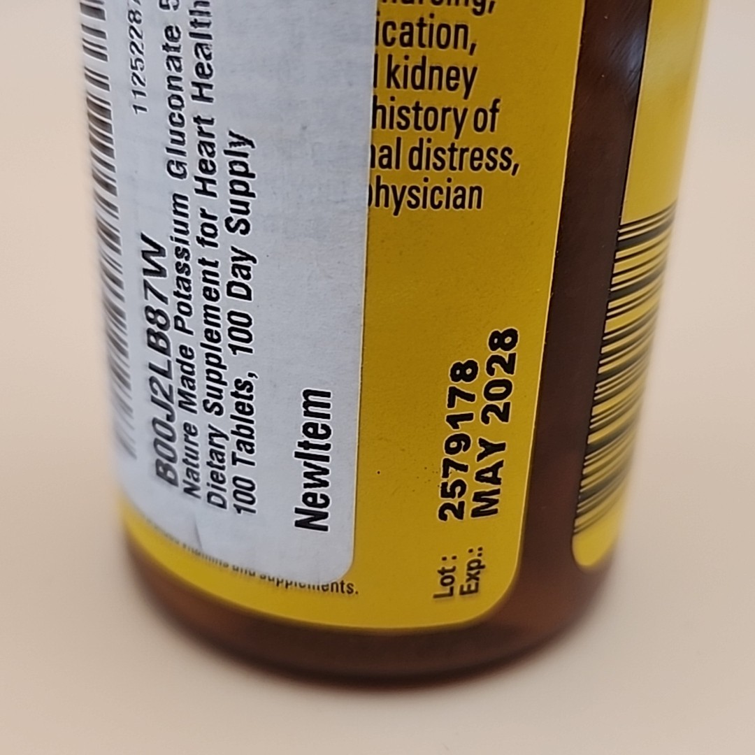 Nature Made Potassium Gluconate 550mg Dietary Supplement – 100 Count exp 5/2028