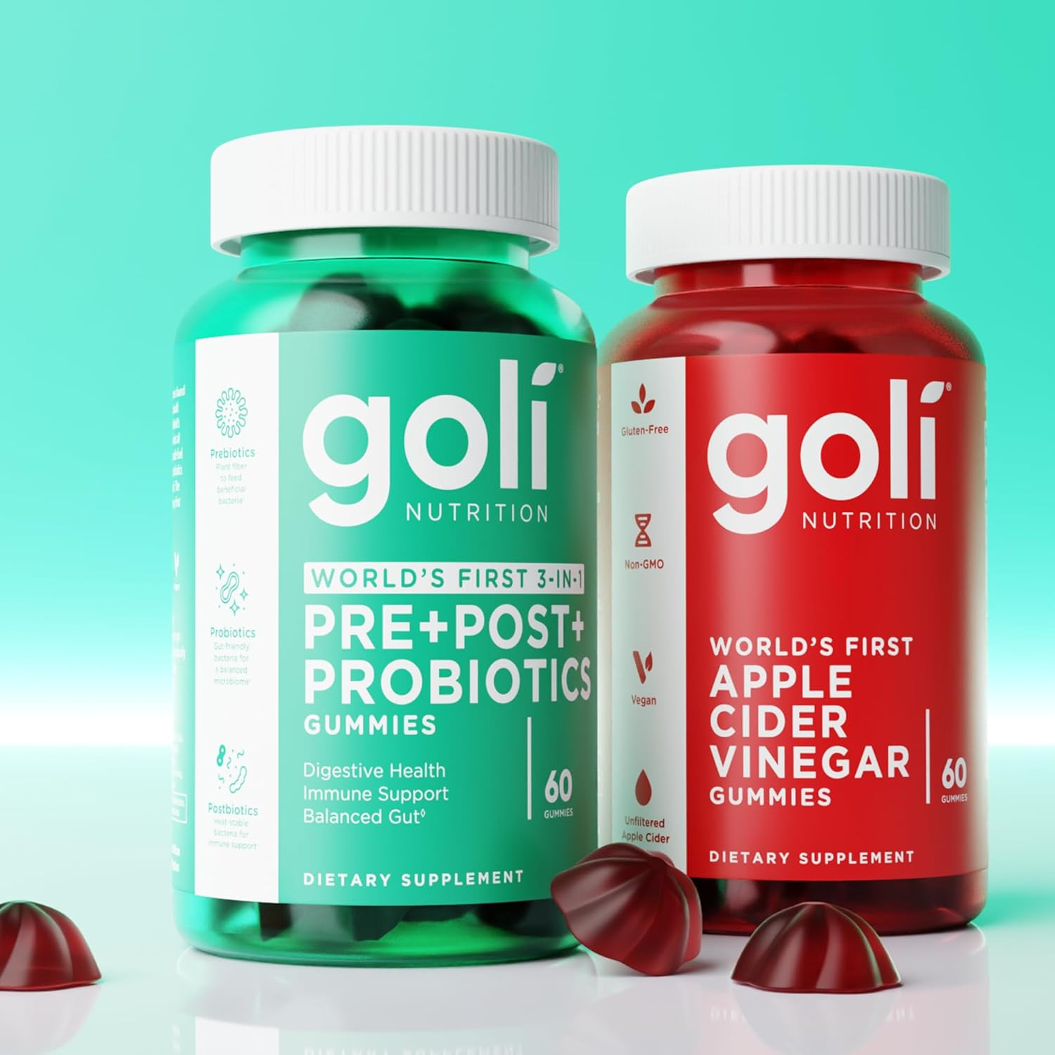 Pre Pro Postbiotic Gummies, 3-in-1 Gut Health Formula, Vegan, 60 Count