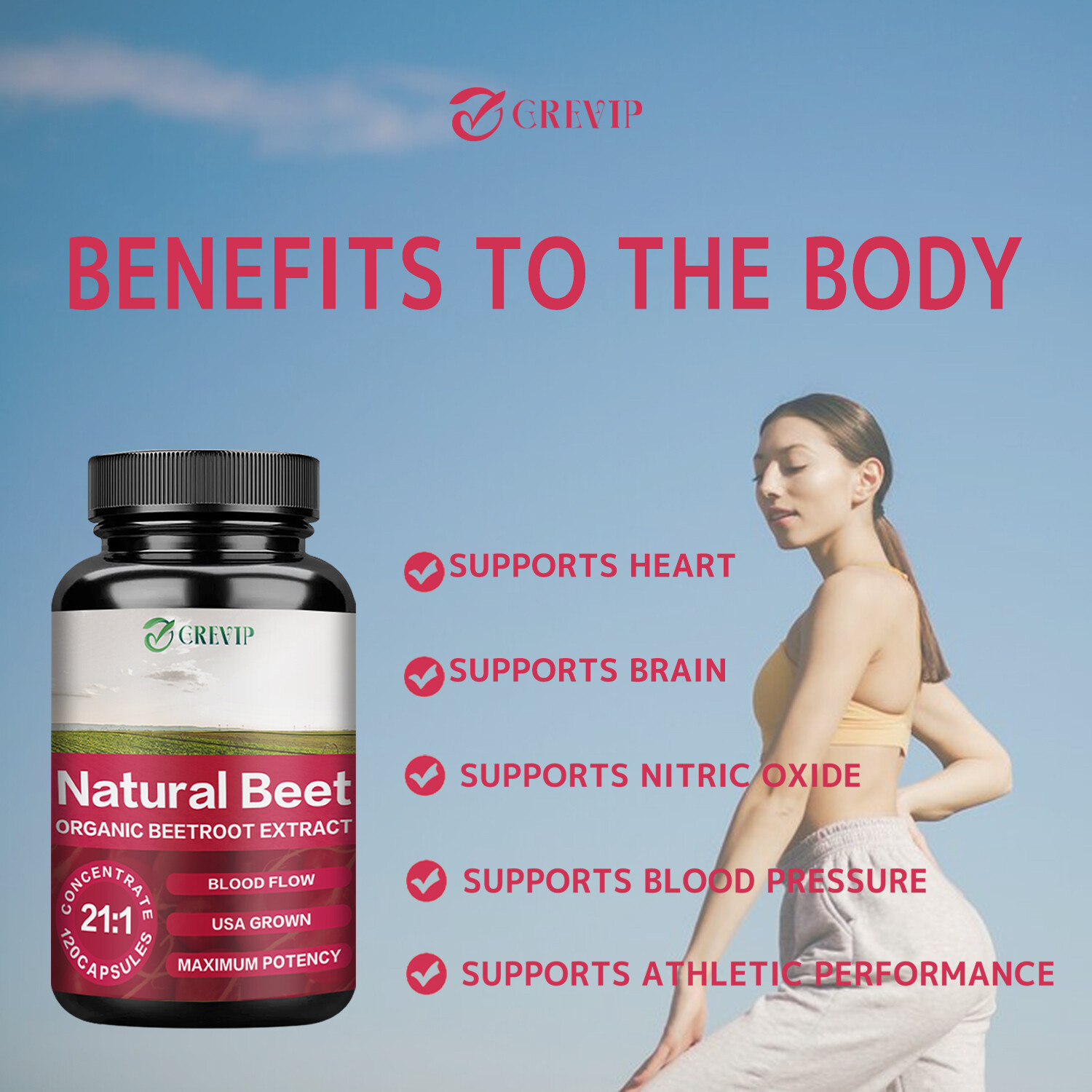 120pcs Natural Beet Capsules 1250mg-Organic Beetroot Extract,Healthy Circulation