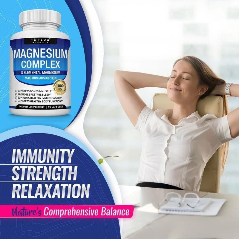2Pack Magnesium complex supplement: 1000mg of 8-element magnesium, 180 capsules