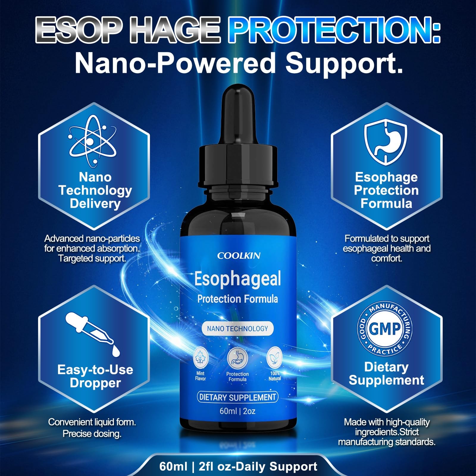 Nano Esophageal Relief Drops Containing Slippery Elm Bark Zinc L Carnosine L 1