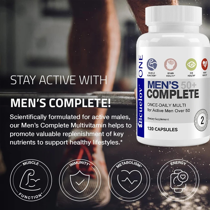 Men’s 50+ Daily Super Multivitamin, High Potency Formula for Brain