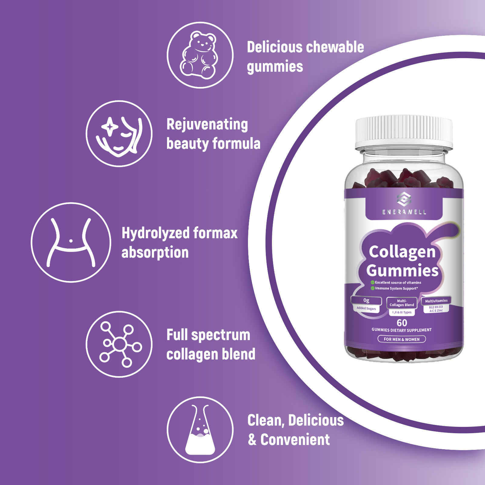 Biotin Collagen Vitamin Gummies for Hair Skin & Nails | Gluten Free | 02/07/2027