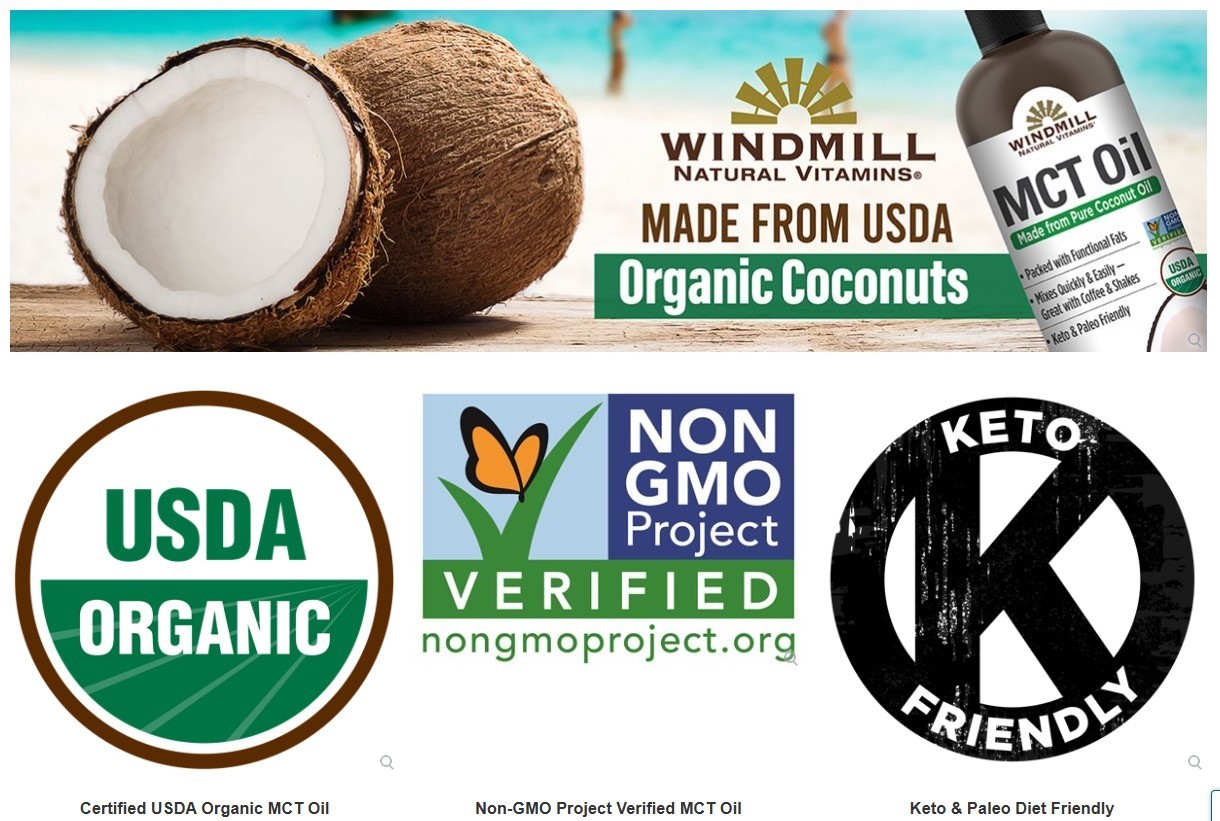 Windmill USDA Organic MCT Oil, 32 Fluid Ounces – Fresh – Free Shipping!