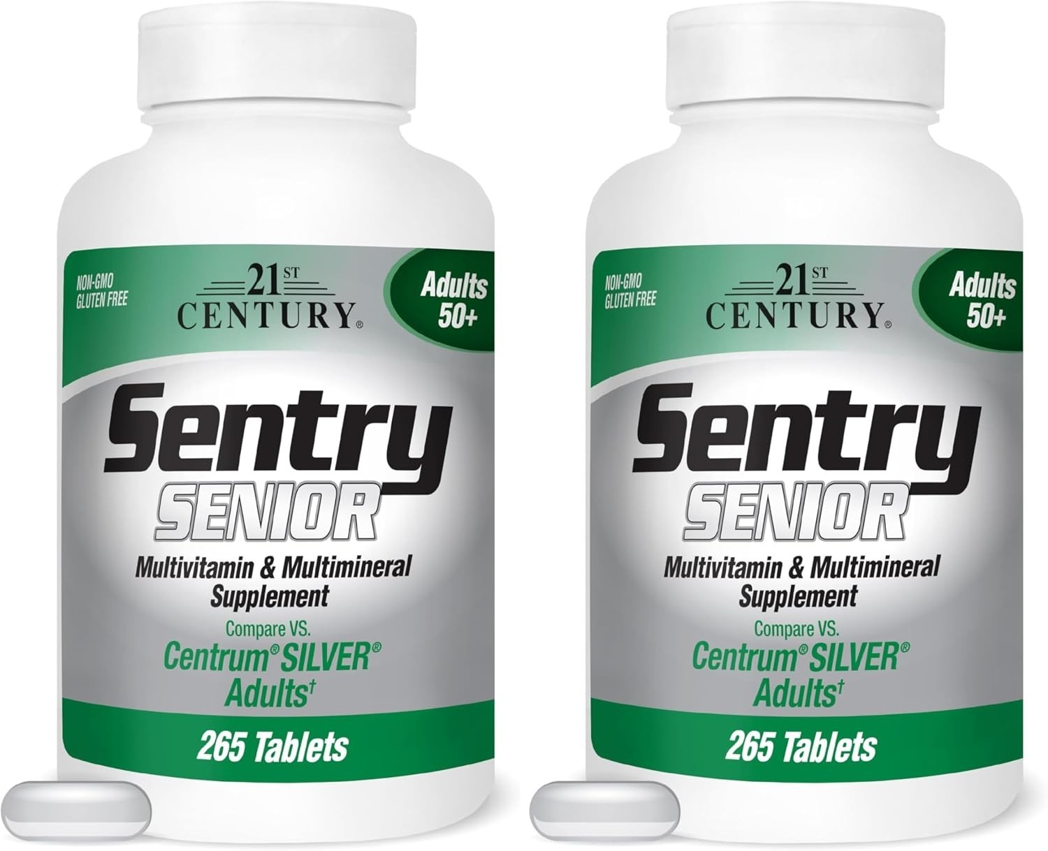 Economy Pack of 2 Sentry Senior Tablets, Gluten-Free Daily Vitamins for 9