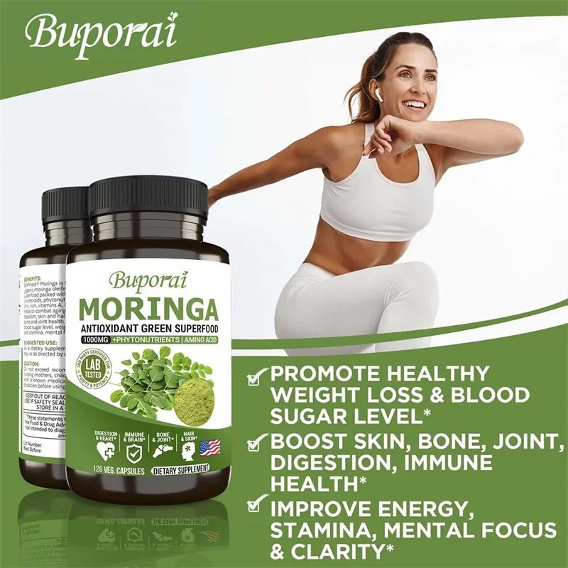Moringa 120pcs,Energy Production, Supports Skin and Gut Health, Boosts Vitality