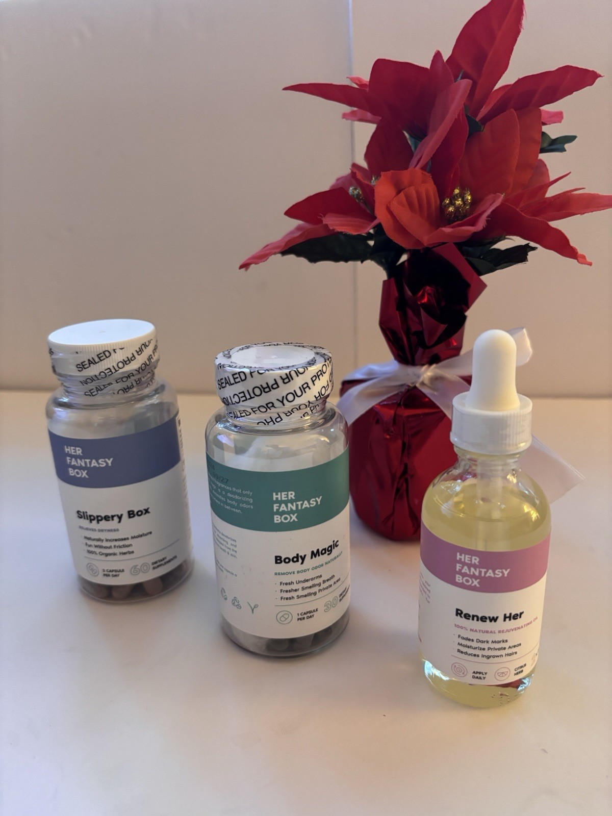 Her Fantasy Box Bundle Set: Body Magic, Slippery Box & Renew Her Oil: New Sealed